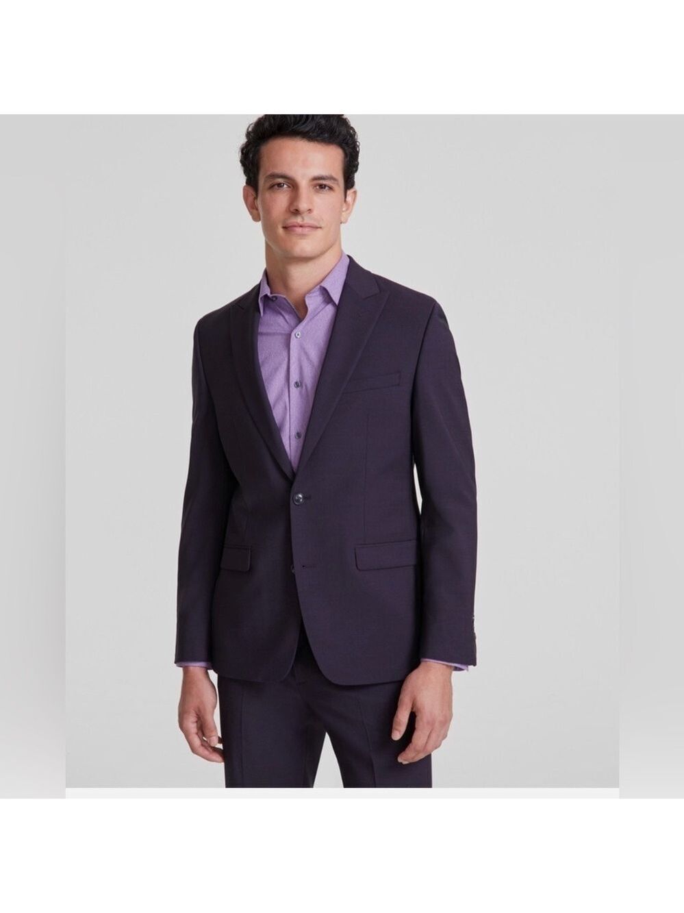 Bar III Men Slim Fit Suit Jacket Blazer Burgundy Solid Stretch 42L